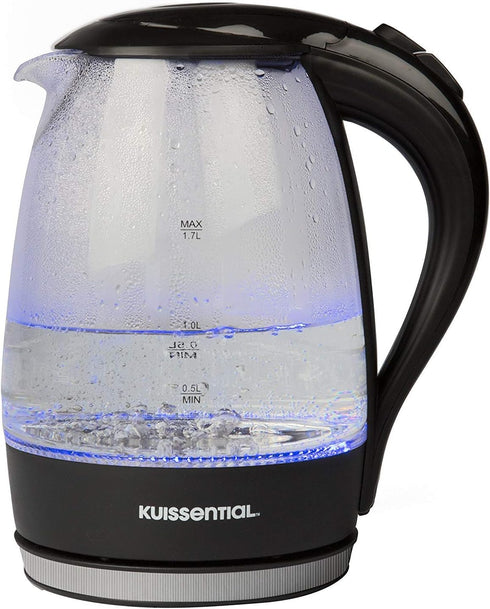 Stainless Steel Electric Water Kettle, 1.7 Liter Fast Heating with Auto Shut-Off, Cordless, Black