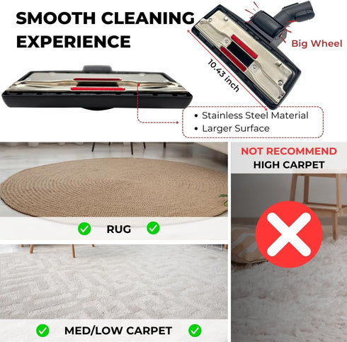 35MM Replacement Vacuum Head Compatible with Miele Vacuum Cleaners| Works on Low-Pile Carpets and All Smooth Floors |