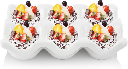 4 Pack 24 Countertop DEAYOU Cups Egg Tray Holders, Porcelain Egg Container for Fridge, Ceramic Eggs Keeper Storage