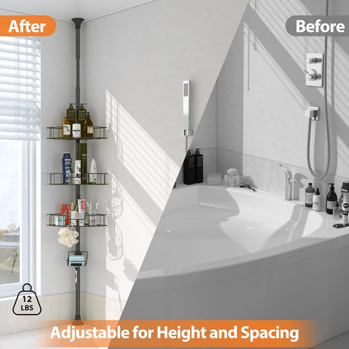 39-125 Inch Countertop YeYeBest Shower Organizer Caddy, Home Decor Organization and Storage for Bathroom Corner Shelves