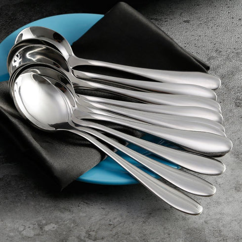 Eslite Large Soup Spoons, 12-Piece Stainless Steel Bouillion Spoons, 7.7 Inches
