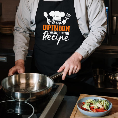 Funny Apron for Men Women, Your Opinion Wasn't in the Recipe Apron for Cooking Grilling BBQ Gifts