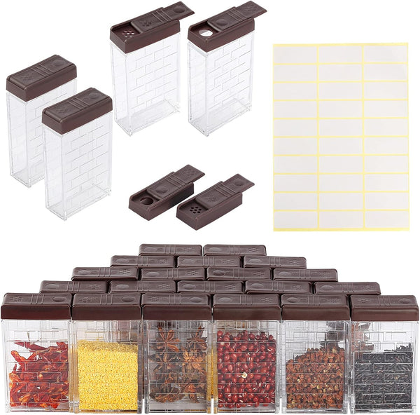 URALFA Small Spice Containers with 2-in-1 Lids 24 Pack, Spice Shakers with