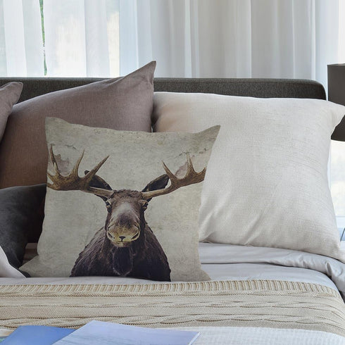 HGOD DESIGNS Moose Throw Pillow Case, Cotton Linen Square Cushion Cover for Home Decorative Sofa Armchair 18 x 18 inch