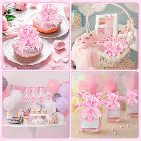 36 XunYee Pcs Baby Shower Necklace Gender Reveal Cute Feet Acrylic Pacifiers Necklaces for Baby Shower Funny Pacifiers