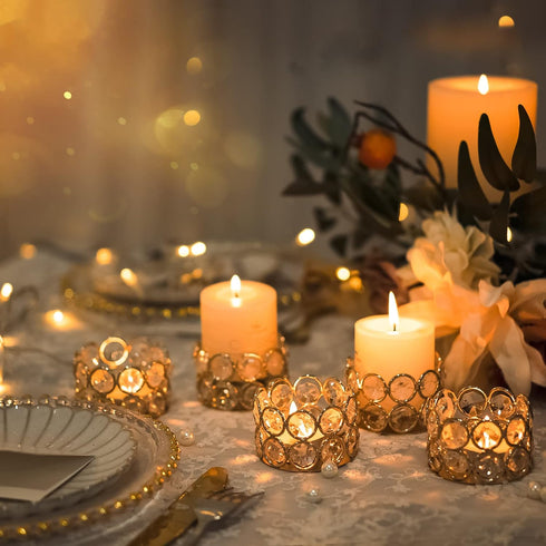 Pack 20 Home(20pcs, of Gold Crystal Tea Lamp Candlesticks Bowl Tealight Candle Holders Decoration Jewelry Votive