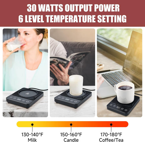 6-Temperature Mug Warmer - Electric Coffee Mug Warmer with Timer,Coffee Cup Warmer for Desk Auto Shut Off,Smart