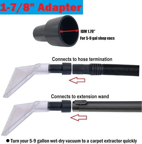 Compatible Extractor Attachment for All Shop Vacs, 2-1/2", 1-7/8", & 1-1/4" Three Adapters for Auto Detailing