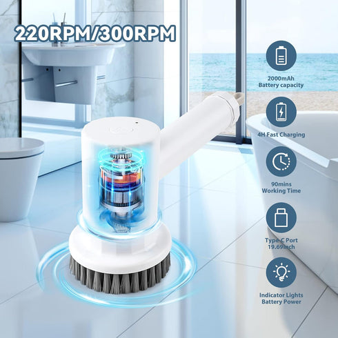 CONERX 4 2 Electric Spin Scrubber Cordless Power Cleaning Brush with Replaceable Brush Heads Adjustable Speeds