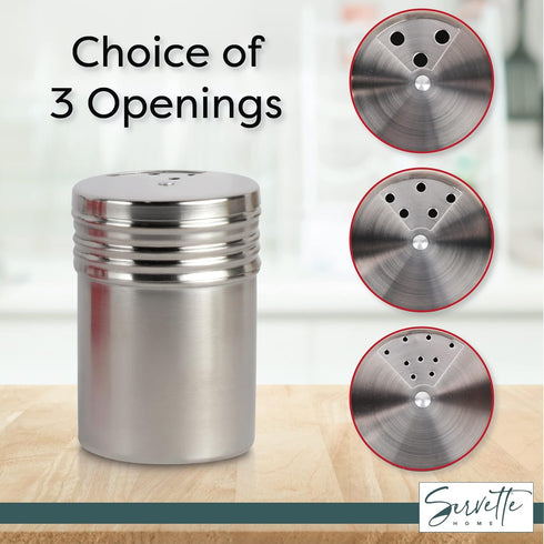 Salt and Pepper Shakers with Spice Rack - 3 Retro Spice Jars in Stainless Steel Carrying Rack