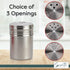 Salt and Pepper Shakers with Spice Rack - 3 Retro Spice Jars in Stainless Steel Carrying Rack