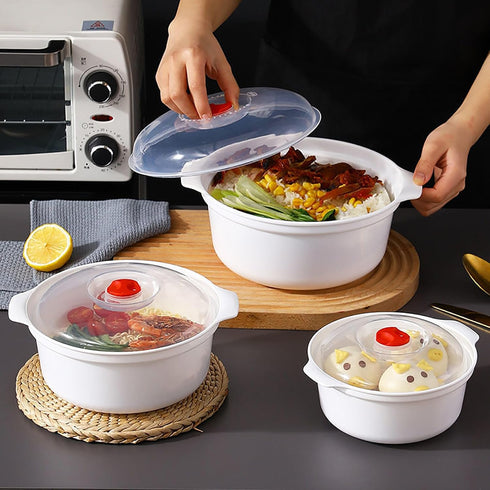 Microwave Bowls with Lids Plastic Mixing Bowls Microwave Safe Bowls Microwave Dishes for Heating Food Microwave Cookware Cooking Bowls for Ramen BPA Free Kitchen Bowls by PYSUL