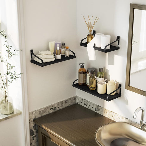 Set 3, Love-KANKEI Floating Shelves Wall Mounted of Large Wood Wall Shelves for Storage, Rustic Shelves for Display