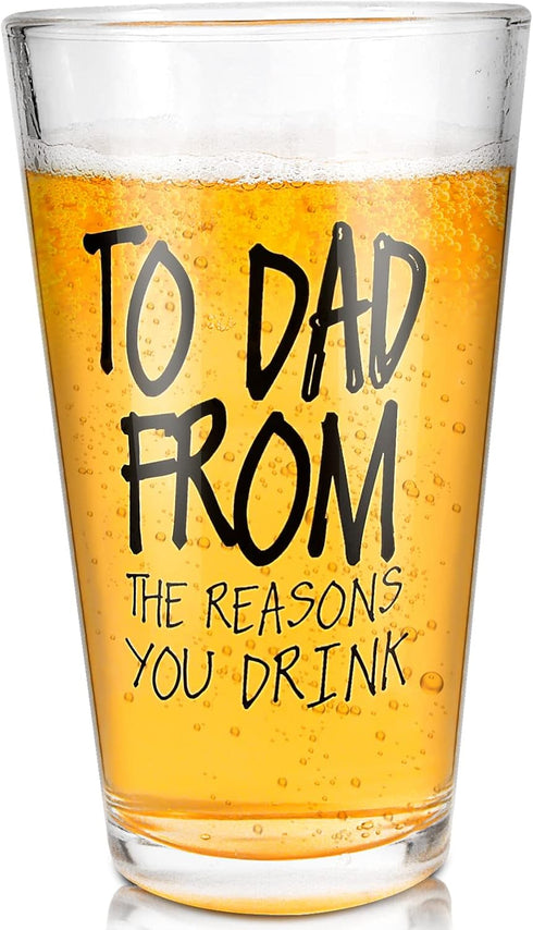 Funny 16 OZ Beer Glass for Dad: Perfect Father's Day gift from daughter, son, wife, or grandpa. Ideal for birthdays &