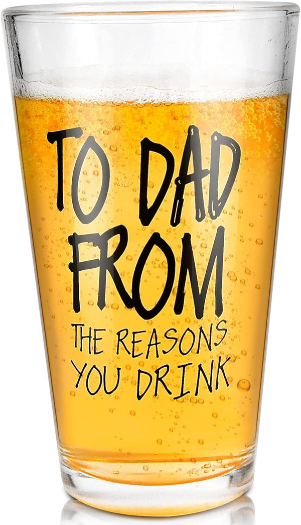 Funny 16 OZ Beer Glass for Dad: Perfect Father's Day gift from daughter, son, wife, or grandpa. Ideal for birthdays &