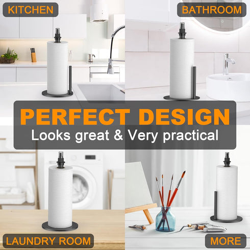 Wekuch Countertop Paper Towel Holder with Spray Bottle, Paper Towels Dispenser Stand with Sprayer Inside Center