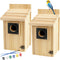 Rioychan 2 Pack Wood Bird Houses for Outside with Paint Set for Bluebird