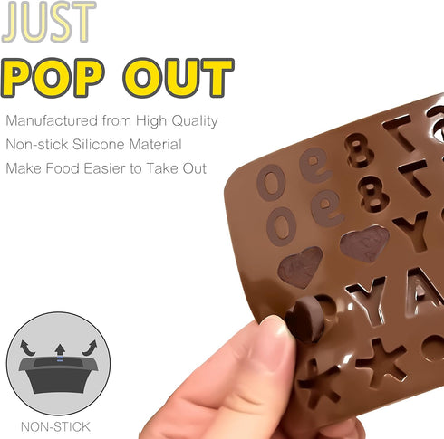Anaeat Silicone Letter and Number Chocolate Molds, 2 Pack Alphabets & Numbers Candy Baking Mold for DIY Chocolates