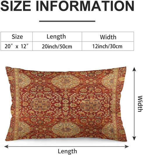 Kaleidee 24 12"x20" Ottoman Court Carpet Print Throw Pillow Covers Soft Velvet Decorative Throw Pillowcases Cushion