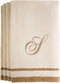 Monogrammed Gifts Fingertip Towels, Set of 4, 11 x 18 Inches, Decorative Golden Brown Embroidered Towel, Extra Absorbent