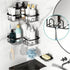 Moforoco Corner Shower Caddy Shelf Organizer Rack, Self Adhesive Black Bathroom Shelves Basket, Home Wall Shower Inside