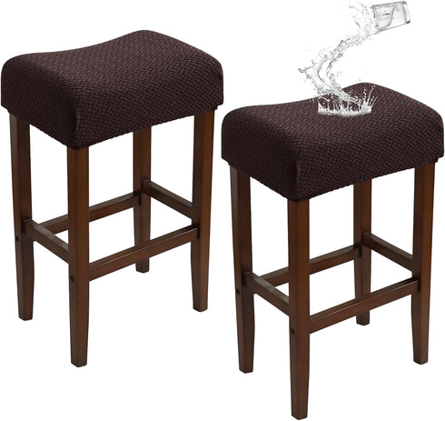 Waterproof Backless Bar Stool Covers Set of 2 Rectangle Knitted Diagonal Stripes