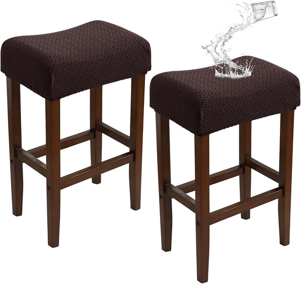 Waterproof Backless Bar Stool Covers Set of 2 Rectangle Knitted Diagonal Stripes
