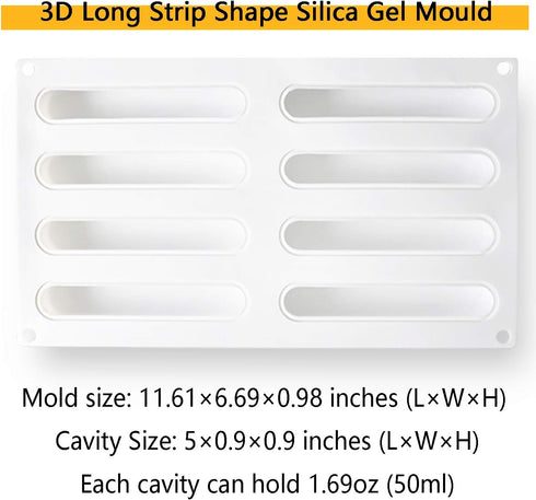 OCPO KITCHEN Eclair Silicone Mold for Baking Mousse Cake, 3D Baking Mold for Cakes, 8-Cavity