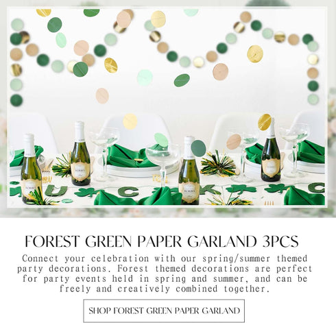 NICROLANDEE 3 Pack Sage Green Dots Paper Garland String Hanging Backdrop for Wedding Party, Baby Shower, Birthday,
