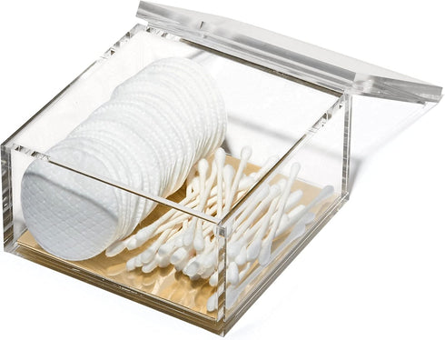 OfficeGoods Acrylic Desk Organizer w/Gold Base – Elegant Odds & Ends Box for Home or Office, Large