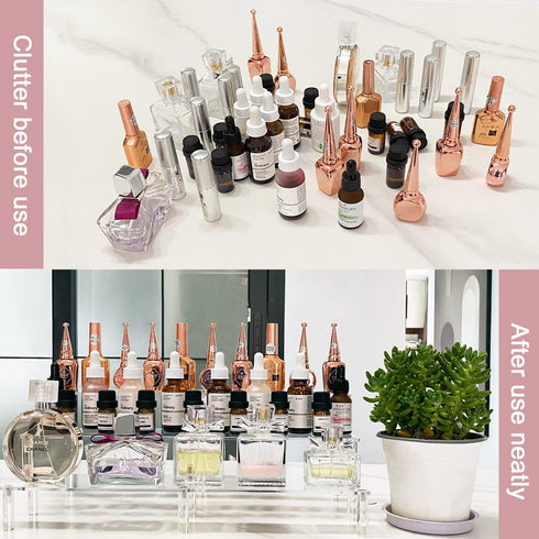 Acrylic Riser Display Shelf, 3 Tier Display Riser for Amiibo Funko POP Figures, Large Risers for Cupcake, Perfume