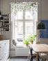 Watercolor Spring Floral Swag Valances for Kitchen Window, Eucalyptus Leaves Flowers Drapes 56x36 Inch