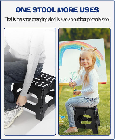 11 Inch 300lbs 1PC ACKO Folding Step Stool Foldable Step Stools for Kids, Foot Stool Black Plastic Step Stool