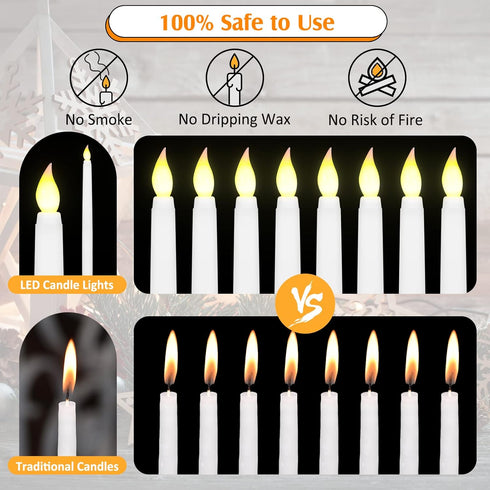 24 Pack 11" 3D Dimmable Tuanse Flameless Taper Candles with Remote & Timer, Flickering LED Battery Operated Window