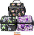 opux Insulated Lunch Bag for Women, Adult Cooler, Flower Lunch Box, Dual Compartment, Floral Gray