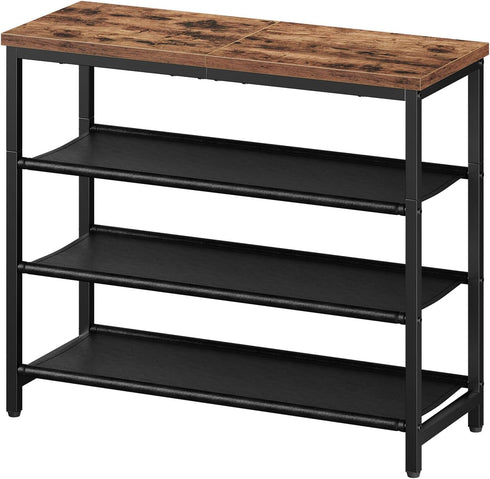 HOOBRO Shoe Rack with 3 PU Shelves, 4-Tier Shoe Storage Organizer for