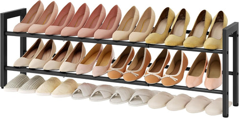 2-Tier Closet FAVOOSTY Expandable Shoe Rack, Adjustable Shoe Shelf Storage Organizer Space Saving Metal Free Standing