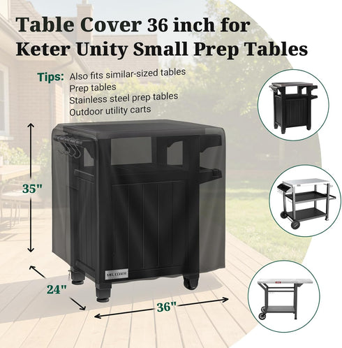 36 inch 600D MR. COVER Outdoor Prep Table Cover, Compatible with Keter Unity Small Portable Table, Heavy Duty