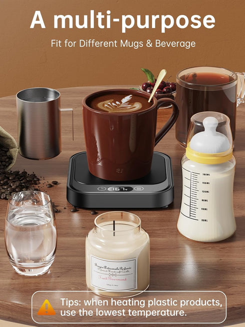 40W 4 Settings, LAOION Mug Warmer - Coffee Cup Warmer for Desk with Auto Shut Off, Smart Electric Candle Warmer