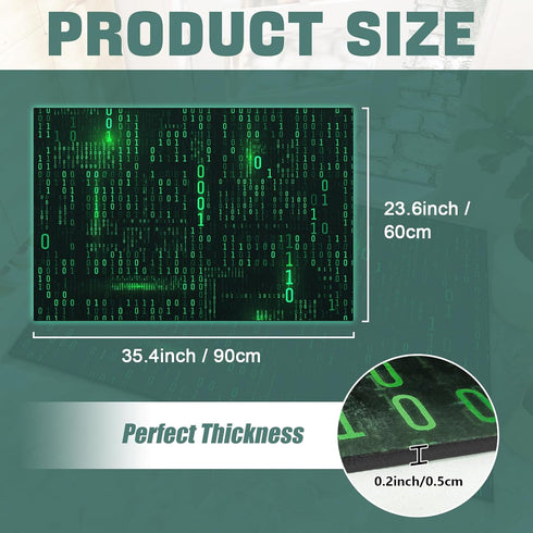 Washable Area Rug, Binary Code Design Entryway Doormat Faux Wool Non-Slip Low-Pile Carpet for Indoor Kitchen Bathroom