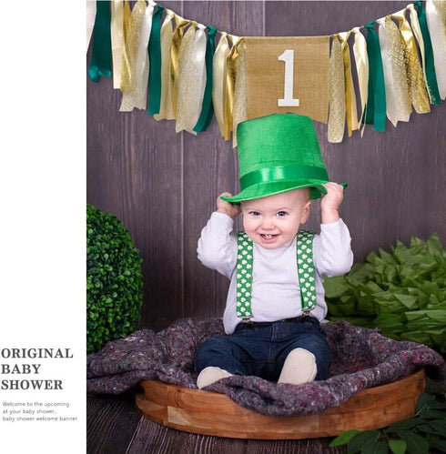 1st Field Green Style Highchair Banner Baby Girls Boys Birthday Party High Chair Bunting Garland Decoration (Grassland