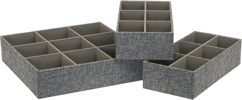 Household Essentials 3 Piece Drawer Organizers Starter Set, Customizable Inserts, Large Tray