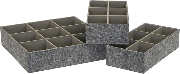 Household Essentials 3 Piece Drawer Organizers Starter Set, Customizable Inserts, Large Tray