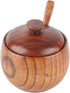 Hapivida Wooden Salt Box Spice Jar, Salt Cellar with Lid and Spoon, Seasoning Container Holder for Kitchen Serving