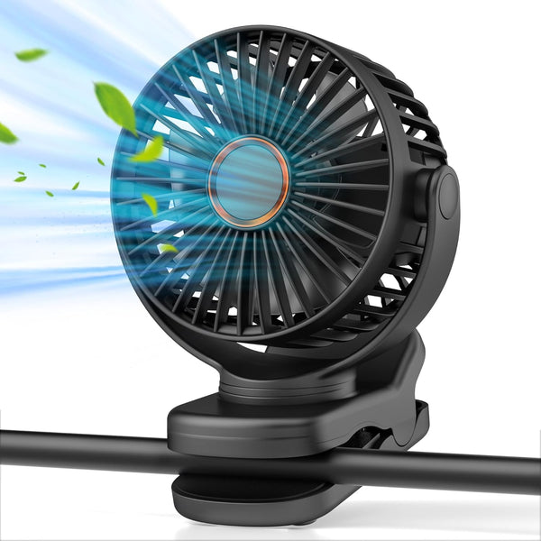 Portable Mini Clip on Fan, 3 Speed Rechargeable USB Desk Fan, Battery Operated Personal Fan, 360° Rotate Adjustable for
