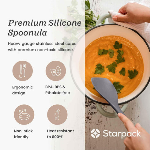 Starpack 'The All Rounder' Premium Silicone Spoonula, Heat Resistant to 600°F, Kitchen Spoon Spatula