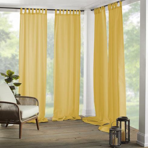 Elrene Home Fashions Matine Weatherproof Tab-Top Curtain Panel - Solid Color, Indoor/Outdoor, 52”W x 84”L, Yellow