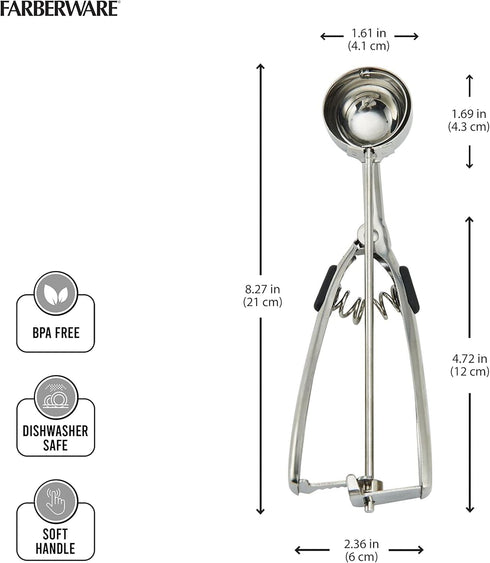 Farberware Professional Stainless Steel Cookie Dough Scoop - 8.27 Inch, Black