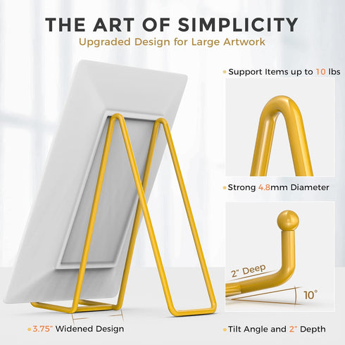 TR-LIFE 4 Pack 8 Inch Plate Holder Stands for Display, Large Gold Metal Picture Easel for Platter, Books, Photos