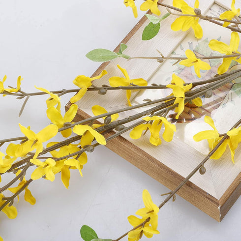 Artificial Forsythia Flowers, 6Pcs 39.4 Inch Silk Forsythia Branches for Flower Arrangement, Wedding Decoration